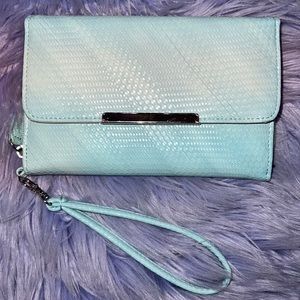 Aqua wristlet wallet